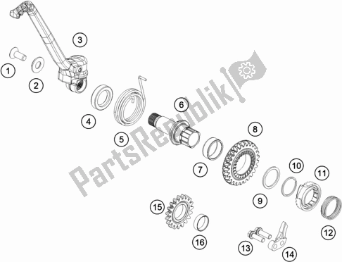Alle onderdelen voor de Kick Starter van de KTM 150 SX EU 2020