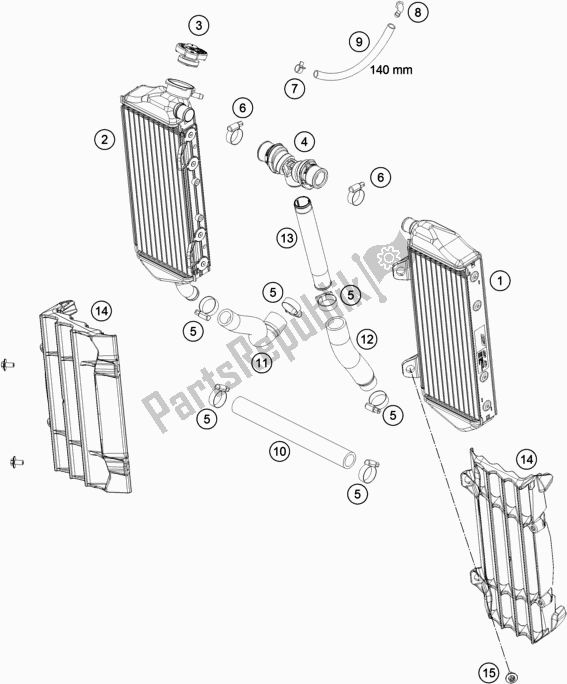 All parts for the Cooling System of the KTM 150 SX EU 2021