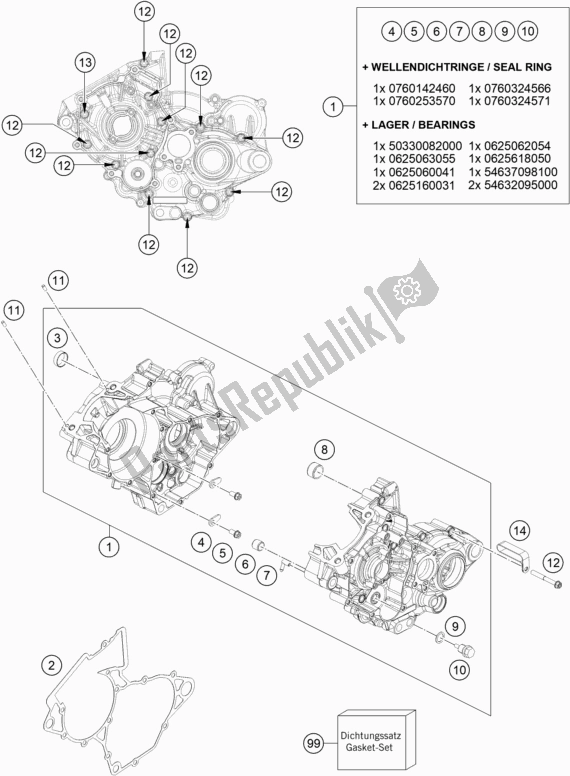 Toutes les pièces pour le Carter Moteur du KTM 150 SX EU 2021
