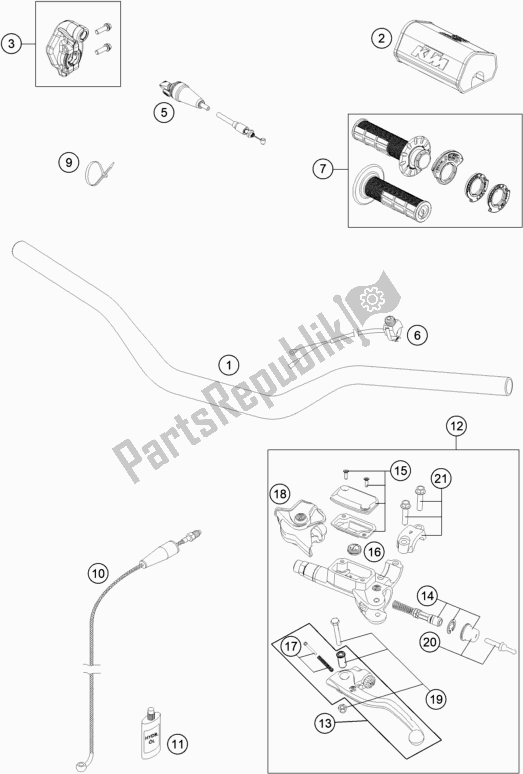 Alle onderdelen voor de Stuur, Bedieningselementen van de KTM 150 SX EU 2021