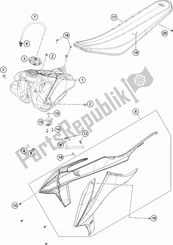 All parts for the Tank, Seat of the KTM 150 SX EU 2021