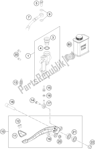 Tutte le parti per il Controllo Del Freno Posteriore del KTM 150 SX US 2017