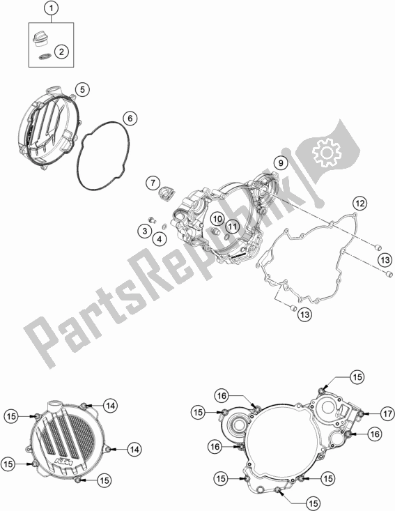 All parts for the Clutch Cover of the KTM 150 SX US 2018