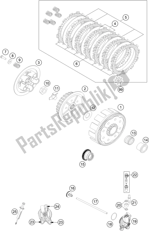 All parts for the Clutch of the KTM 150 SX US 2018