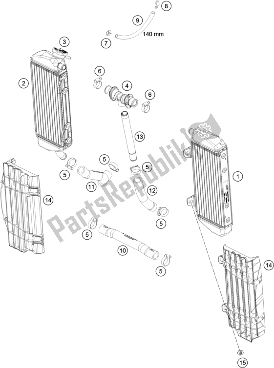 All parts for the Cooling System of the KTM 150 SX US 2018