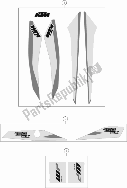 All parts for the Decal of the KTM 150 SX US 2018