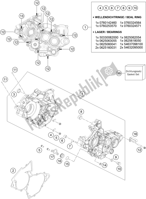 Todas as partes de Caixa Do Motor do KTM 150 SX US 2018