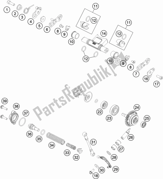 All parts for the Exhaust Control of the KTM 150 SX US 2018