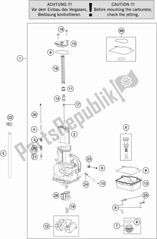 All parts for the Carburetor of the KTM 150 SX US 2019