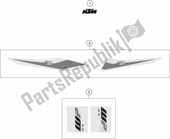 Tutte le parti per il Decalcomania del KTM 150 SX US 2019