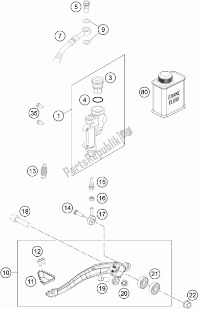 All parts for the Rear Brake Control of the KTM 150 SX US 2019