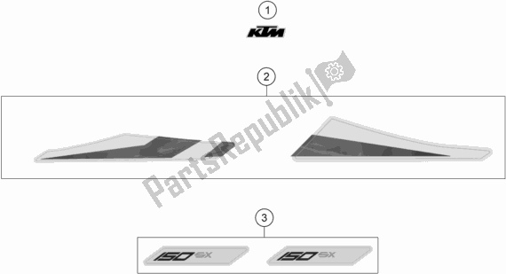 Todas as partes de Decalque do KTM 150 SX US 2020
