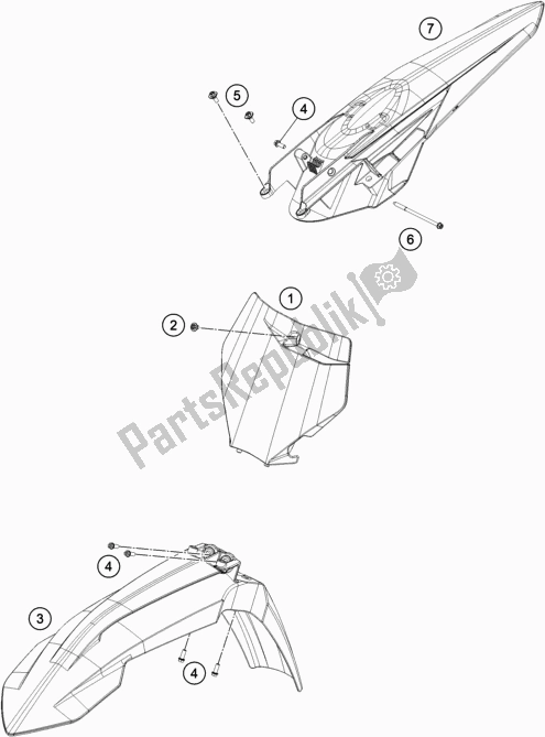 Todas as partes de Máscara, Pára-lamas do KTM 150 SX US 2020