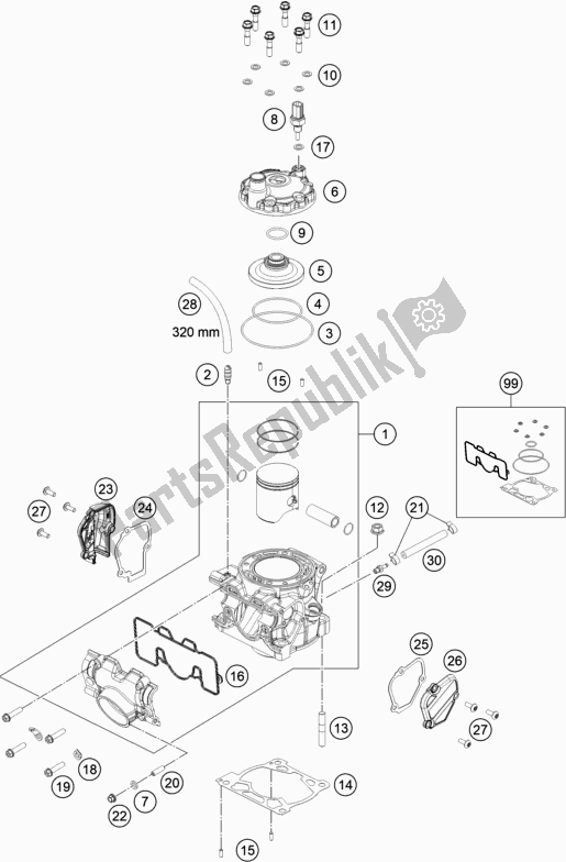 Wszystkie części do Cylinder, G? Owica Cylindrów KTM 150 XC-W TPI US 2020