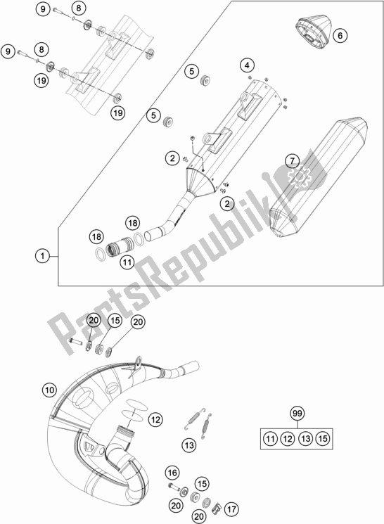 Todas las partes para Sistema De Escape de KTM 150 XC-W TPI US 2020