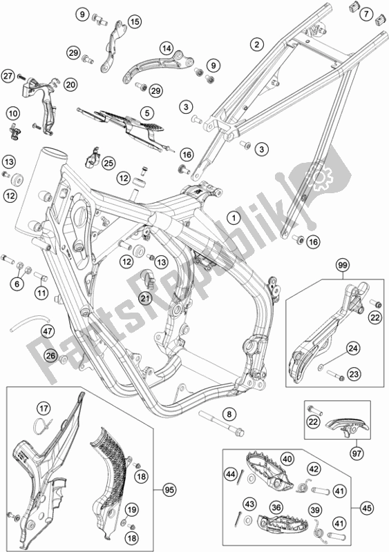 Alle onderdelen voor de Kader van de KTM 150 XC-W TPI US 2020