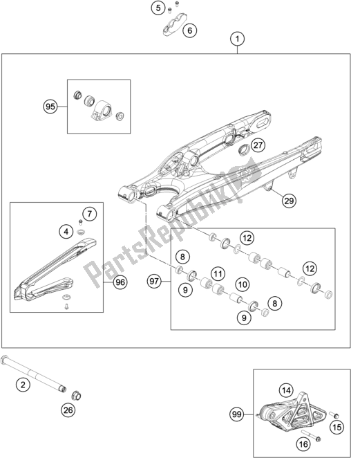 Toutes les pièces pour le Bras Oscillant du KTM 150 XC-W TPI US 2020