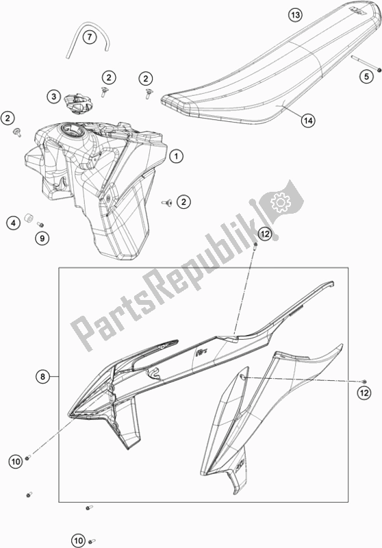 Todas las partes para Tanque, Asiento de KTM 150 XC-W TPI US 2020