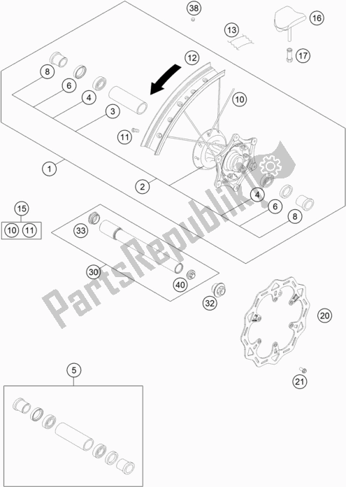 Toutes les pièces pour le Roue Avant du KTM 150 XC-W TPI US 2021