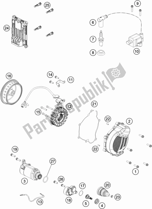 Wszystkie części do Sytem Zap? Onu KTM 150 XC-W TPI US 2021