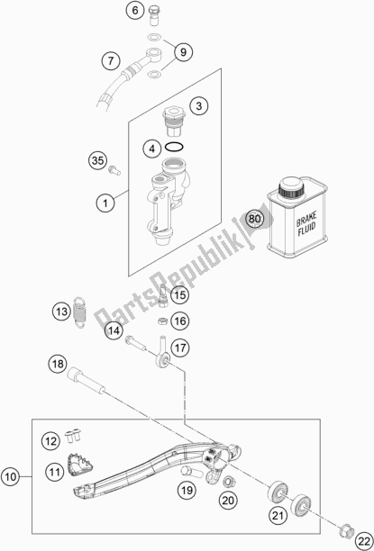 All parts for the Rear Brake Control of the KTM 150 XC-W TPI US 2021