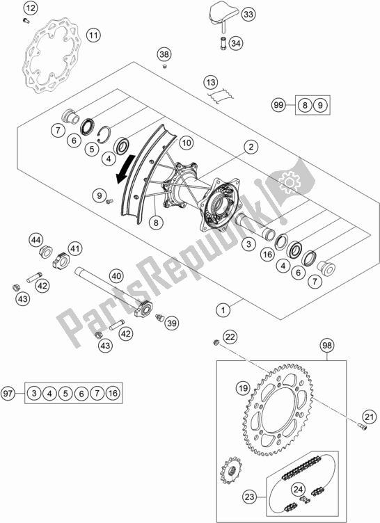 All parts for the Rear Wheel of the KTM 150 XC-W TPI US 2021