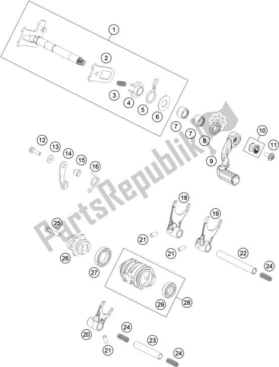 All parts for the Shifting Mechanism of the KTM 150 XC-W TPI US 2021