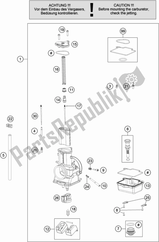 All parts for the Carburetor of the KTM 150 XC-W US 2017
