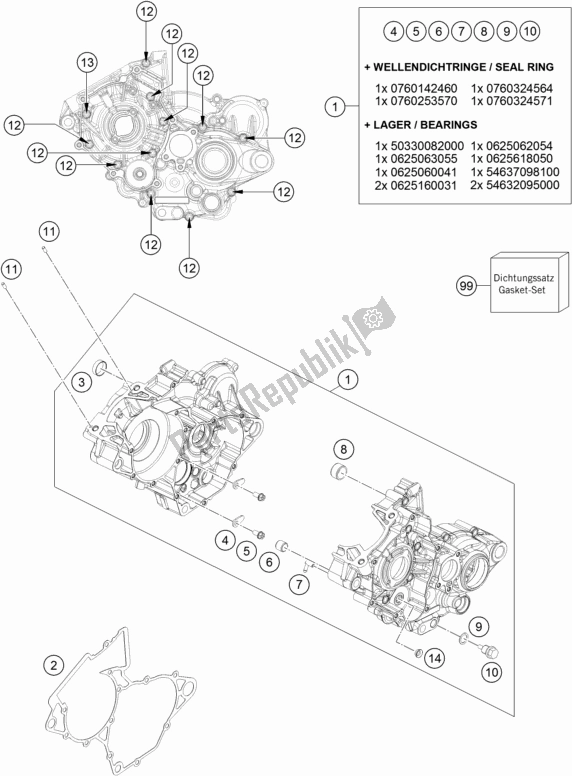 Todas as partes de Caixa Do Motor do KTM 150 XC-W US 2017