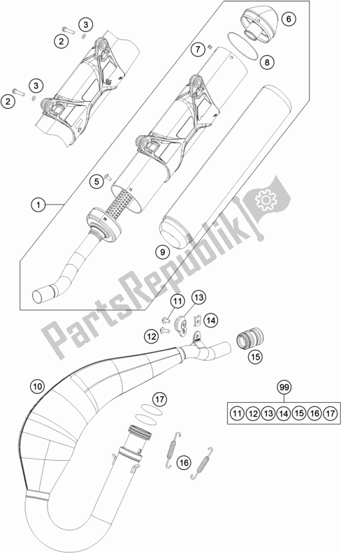 Wszystkie części do System Wydechowy KTM 150 XC-W US 2017