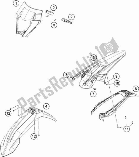 All parts for the Mask, Fenders of the KTM 150 XC-W US 2017