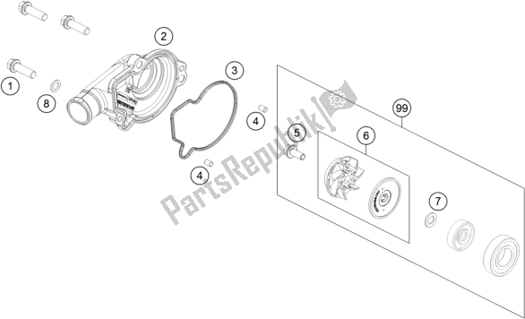 Todas as partes de Bomba De água do KTM 150 XC-W US 2017