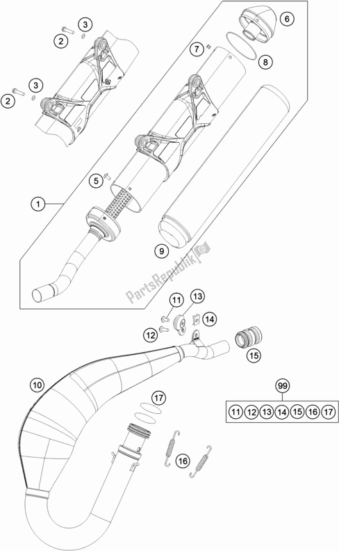 Alle onderdelen voor de Uitlaatsysteem van de KTM 150 XC-W US 2018