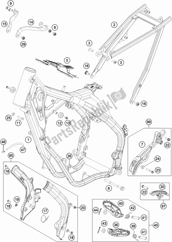 Alle onderdelen voor de Kader van de KTM 150 XC-W US 2018