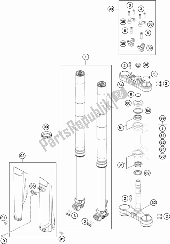 Tutte le parti per il Forcella Anteriore, Pinza Tripla del KTM 150 XC-W US 2018