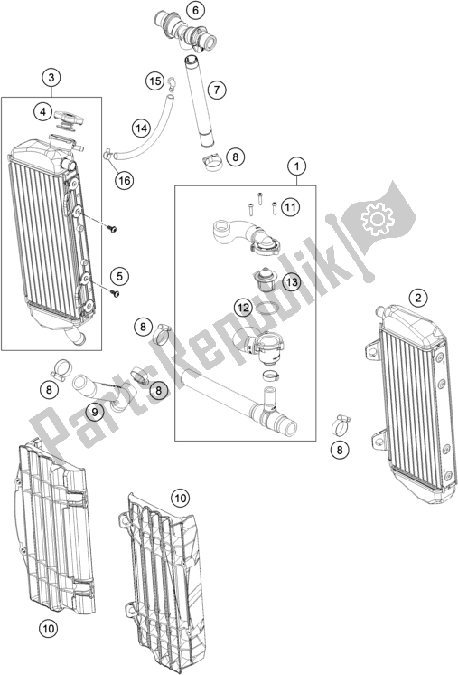 Tutte le parti per il Sistema Di Raffreddamento del KTM 150 XC-W US 2019