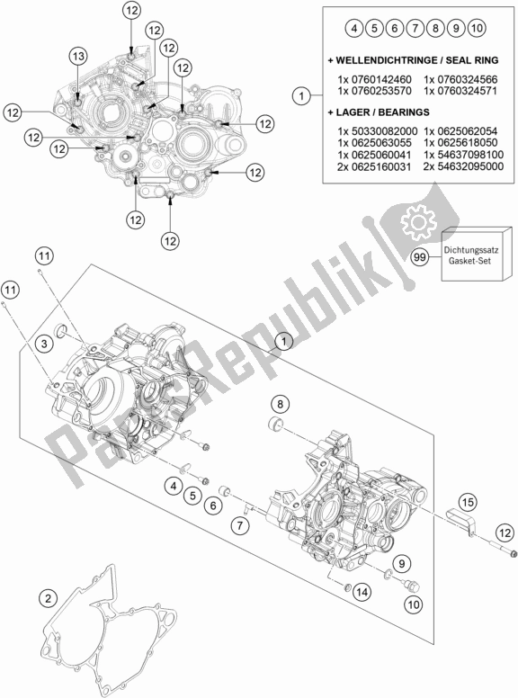 All parts for the Engine Case of the KTM 150 XC-W US 2019
