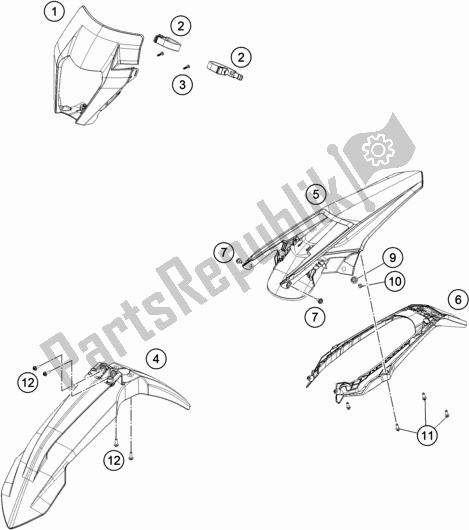 All parts for the Mask, Fenders of the KTM 150 XC-W US 2019