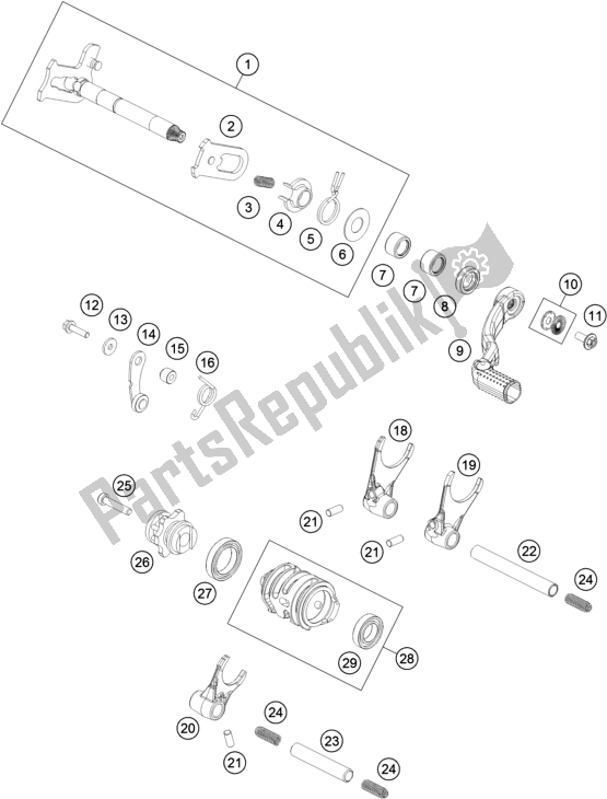 Wszystkie części do Mechanizm Zmiany Biegów KTM 150 XC-W US 2019