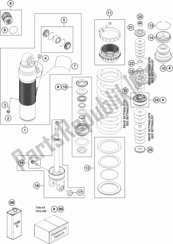 Todas las partes para Amortiguador Desmontado de KTM 150 XC-W US 2019