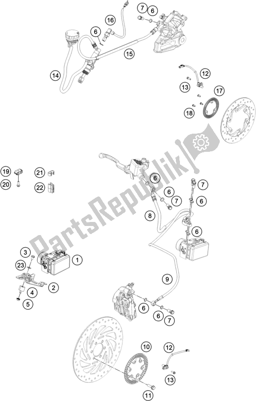 Todas las partes para Sistema Antibloqueo Abs de KTM 200 Duke,black-ckd 2019