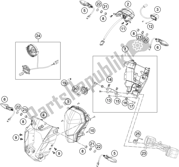 Todas las partes para Sistema De Iluminación de KTM 200 Duke,black-ckd 2019