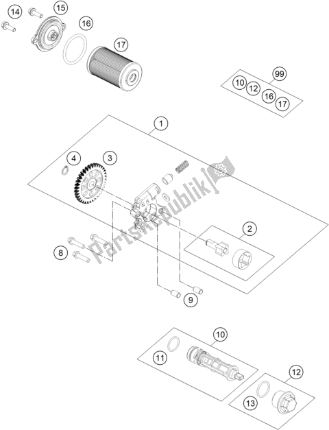 Todas las partes para Sistema De Lubricación de KTM 200 Duke,black-ckd 2019