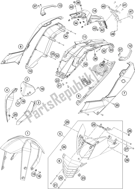 Toutes les pièces pour le Masque, Ailes du KTM 200 Duke,black-ckd 2019