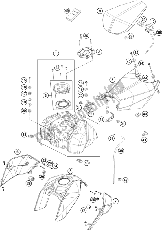 All parts for the Tank, Seat of the KTM 200 Duke,black-ckd 2019