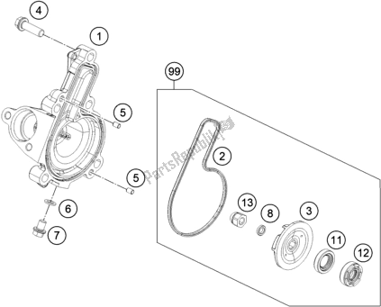 Alle onderdelen voor de Waterpomp van de KTM 200 Duke,black-ckd 2019