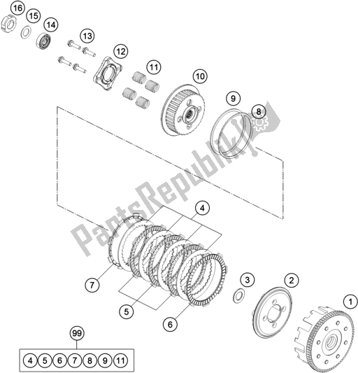 Tutte le parti per il Frizione del KTM 200 Duke,black W/O Abs-ckd 18 2017