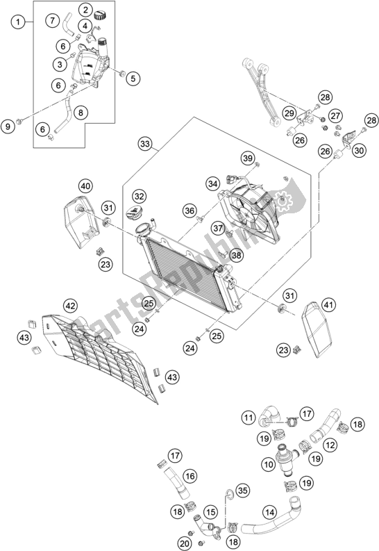 Tutte le parti per il Sistema Di Raffreddamento del KTM 200 Duke,black W/O Abs-ckd 18 2017