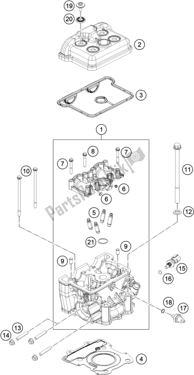 Tutte le parti per il Testata del KTM 200 Duke,black W/O Abs-ckd 18 2017