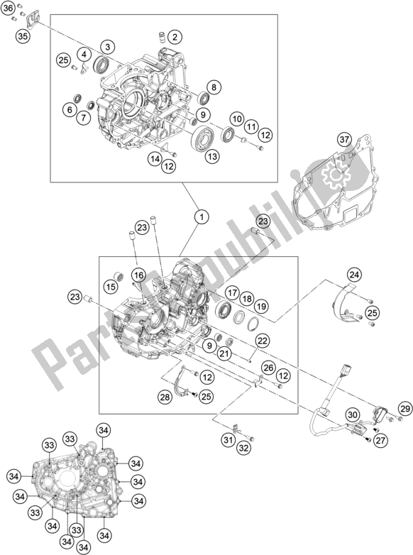 Tutte le parti per il Cassa Del Motore del KTM 200 Duke,black W/O Abs-ckd 18 2017